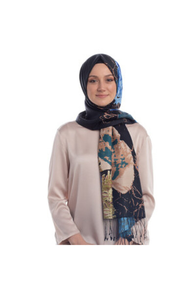 ipekevi SİYAH İpekevi Desenli İpek Şal 2607