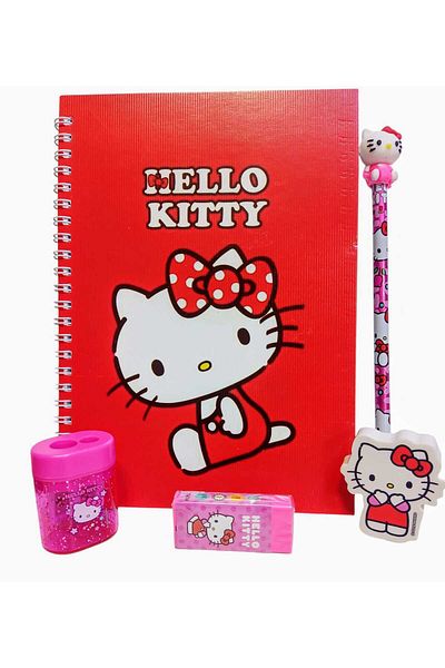 izmir yazici servis Hello Kitty Σκληρό εξώφυλλο Σχολικό Σημειωματάριο με ρίγες με μέγεθος A5-Δώρο σετ γραφικής ύλης Hello Kitty