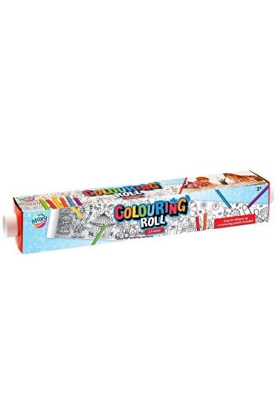 Bebeluc Set creativ pentru desen, rola preimprimata si 6 creioane colorate, Moxy