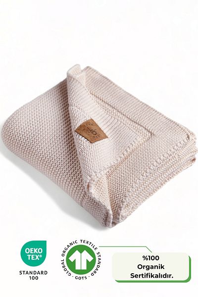 Next Baby Little Dedi Organic Cotton Knitted Baby Blanket Stone - 80X100