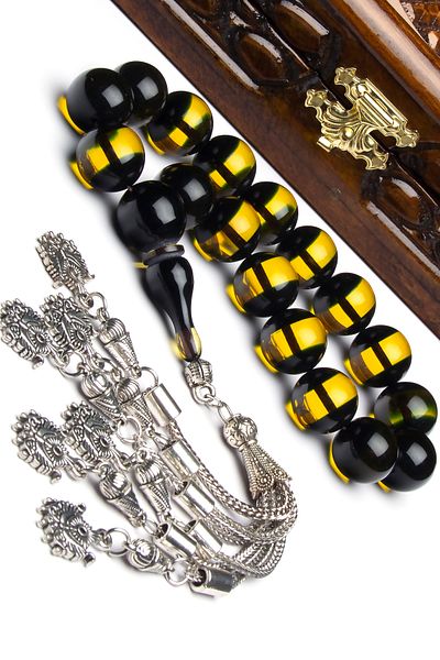 OTTOTESBİH Δώρο Ανδρική μασκότ αγόρι Midnight Blue Vernier Scented Powder Amber Prayer Beads Efe Prayer Beads