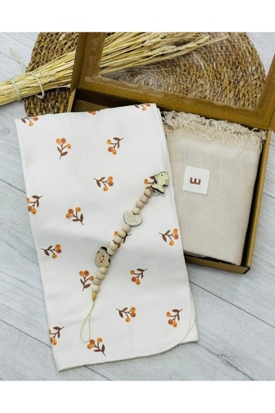 Minisse Incibaby Muslin and Cotton Blanket + Pacifier Strap - Gift (Boxed)