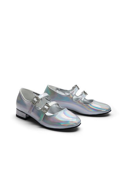 Baby DS Pantofi cu toc SHINE de culoare argintie