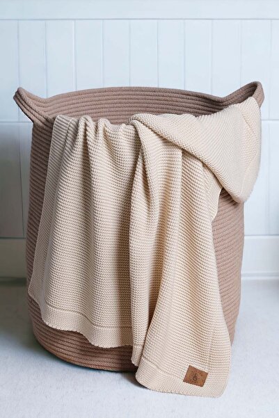 Next Baby Little Dedi Organic Cotton Knitted Baby Blanket Beige - 80X100