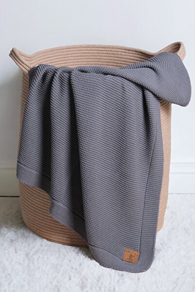 Next Baby Little Dedi Organic Cotton Knitted Baby Blanket Anthracite - 80X100