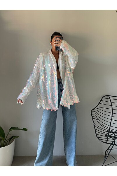 Rabury Butik Büyük Pullu Payetli Oversize Blazer Ceket