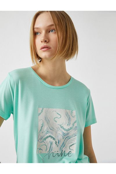 Koton Crew Neck Short Sleeve Printed T-Shirt