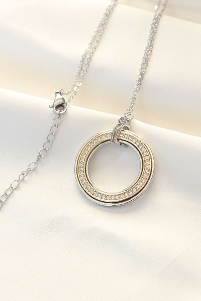 Skygo 316L Steel Zircon Stone Double Color Tifany Necklace - Tj-Bko8503