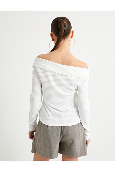 Koton Madonna tričko s límečkem na zip s dlouhým rukávem