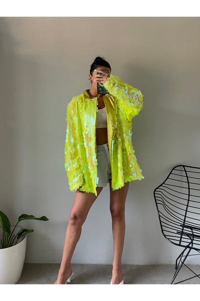 Rabury Butik Büyük Pullu Payetli Oversize Blazer Ceket