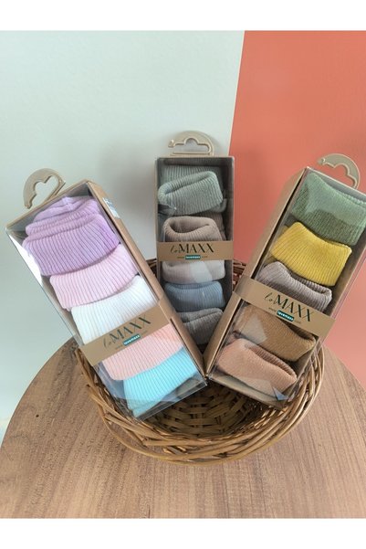 LOVE MAXX 100% Cotton Kraft Boxed Baby Girl 5-Piece Socks
