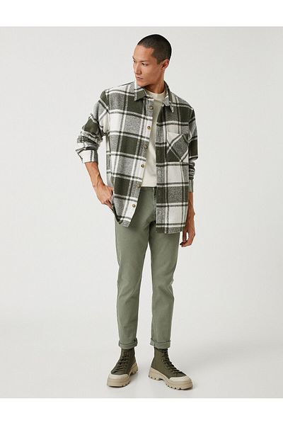 Koton Basic Woven Trousers with Button Detail, 5 Pockets