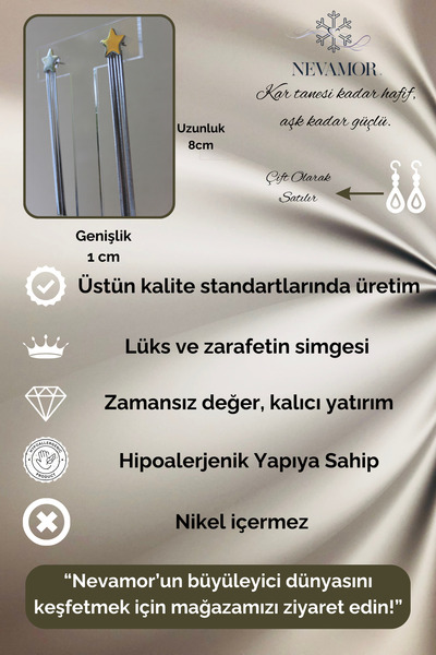 nevamor Sallantılı Gümüş Renk Yıldız Küpe