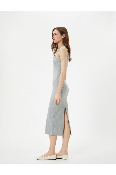Koton Μίντι Φόρεμα Halter Λαιμόκοψη Bodycon Ριμπ