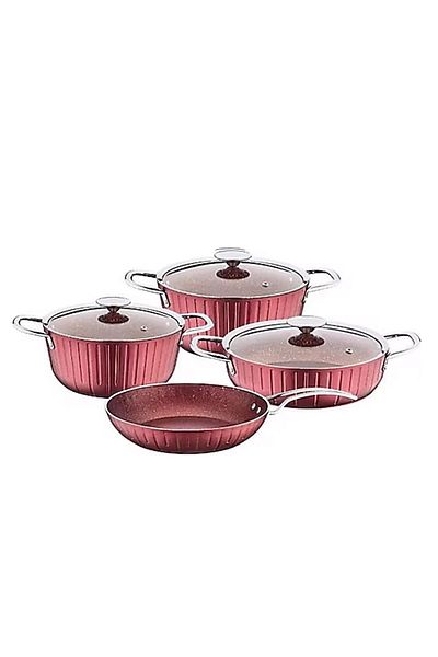 AROW Wayne Claret Red Granite Pot Set - 7 Pieces