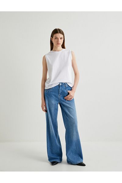Koton Tricou fără mâneci din bumbac cu gât crew - Fit standard de bază