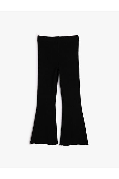 Koton Basic Flare Leg Trousers Elastic Waist Corduroy Cotton
