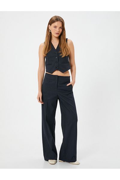 Koton Vestă Blazer Slim Fit cu decolteu în V - Detaliu de buzunar Fleto