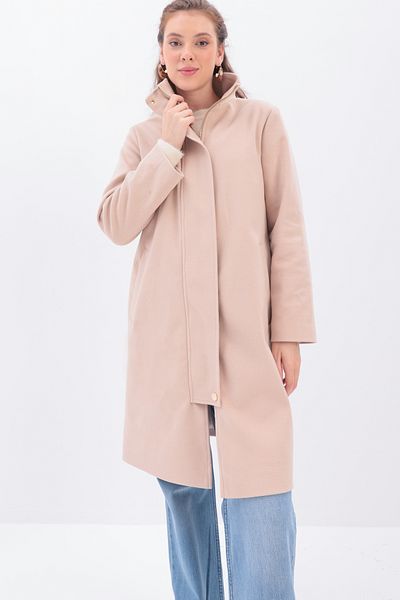 ALLDAY Placket Stand Collar Flato Pocket Coat