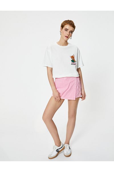 Koton T-shirt Tom and Jerry, licencjonowany, bawełniany, z krótkim rękawem i nadrukiem na plecach