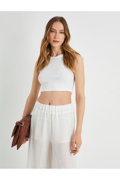 Koton Basic Crop Athlete Halter Neck Cotton