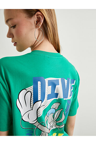 Koton Licencjonowana koszulka z Królikiem Bugsem – z nadrukiem na plecach, z krótkim rękawem i okrągłym dekoltem