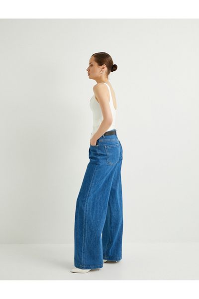 Koton Jeans mit weitem Bein und hoch sitzenden Taschen – Loose Fit Jeans