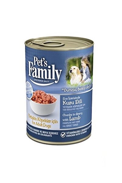 Pets Family Kuzu Etli Yetişkin Köpek Konserve Mama 400 gr x 12 Kutu Bir Koli