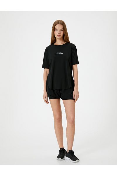 Koton Crew Neck Printed Comfortable Sports T-Shirt - Short Sleeve