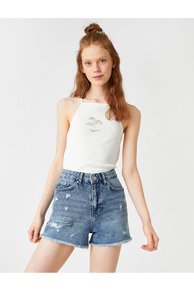 Koton Halter Collar Floral Printed Undershirt