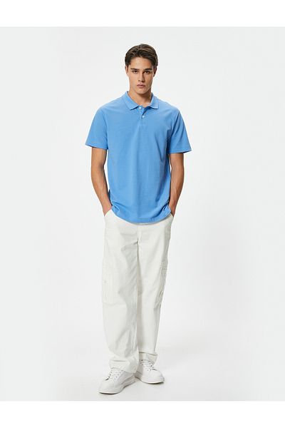 Koton Tricou din bumbac slim cu gât polo - mânecă scurtă