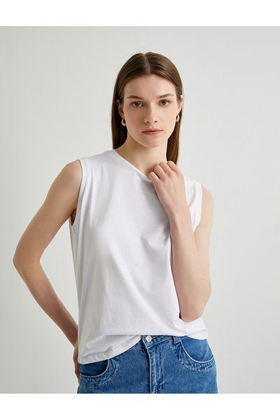 Koton Tricou fără mâneci din bumbac cu gât crew - Fit standard de bază