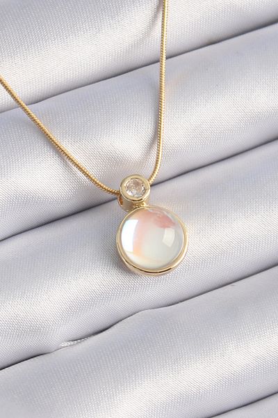 Skygo Vintage White Pearlescent 316L Women's Necklace - Gold Color Tj-Bko9328