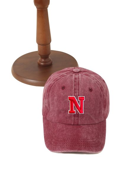 ŞapkaMania N College Letter Washed Baseball Cap