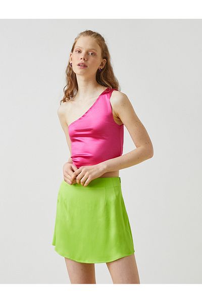 Koton One-Shoulder-Crop-Tanktop aus Satin