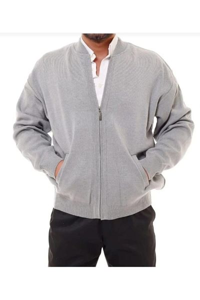 COLORBAR TRİKO Steel Knitted Lined Zippered Knitted Men's Cardigan