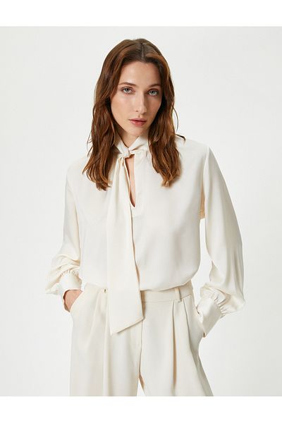 Koton Bluse Langarm Schalkragen