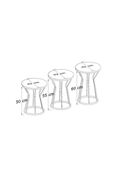 Genel Markalar Zigon Sehpa Takımı Vazo Kum Saati Zigon Sehpa Üçlü Gold