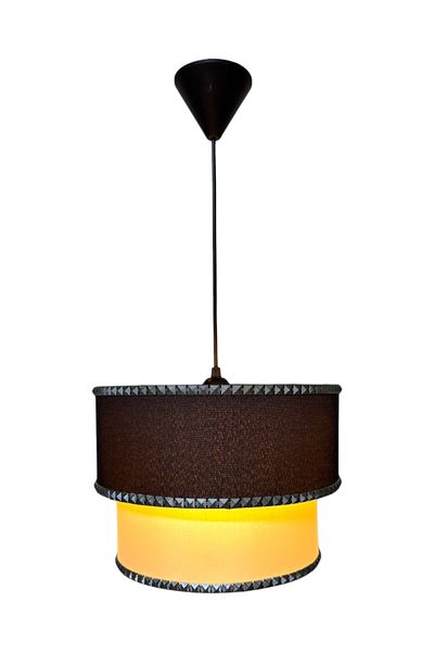 Göksu Lighting Double Deck Double Color Fabric Pvc Pendant Lamp Chandelier Living Room Entrance Hall Kitchen Bathroom
