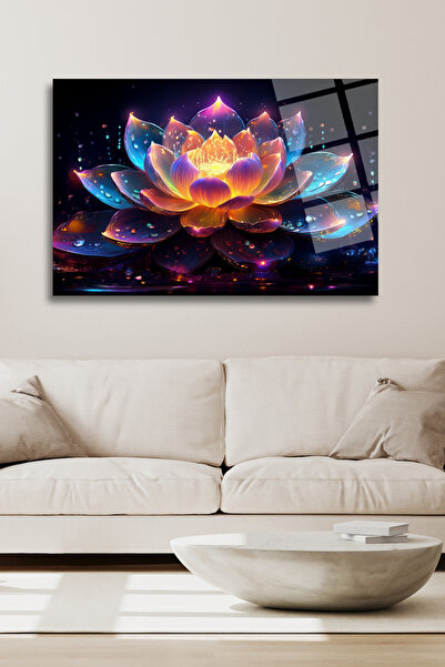 HMDS CONCEPT Pictură pe sticlă cu flori de lotus 105