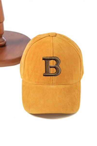 ŞapkaMania Șapcă din piele intoarsa cu litera B maro