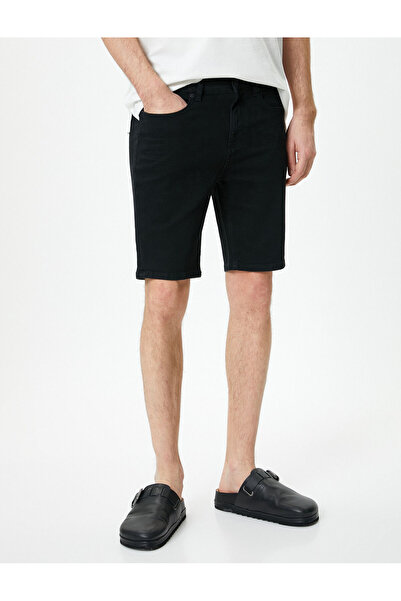 Koton Kot Şort Bermuda Slim Fit Düğmeli Cepli