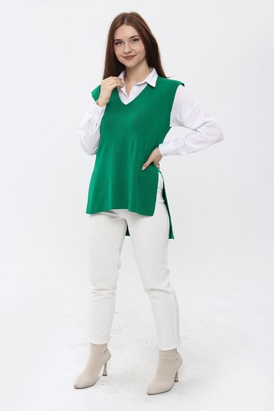 MA ananas Women's V-Neck Belted Long Knitwear Sweater