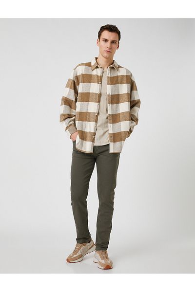Koton Basic Woven Trousers with Button Detail, 5 Pockets