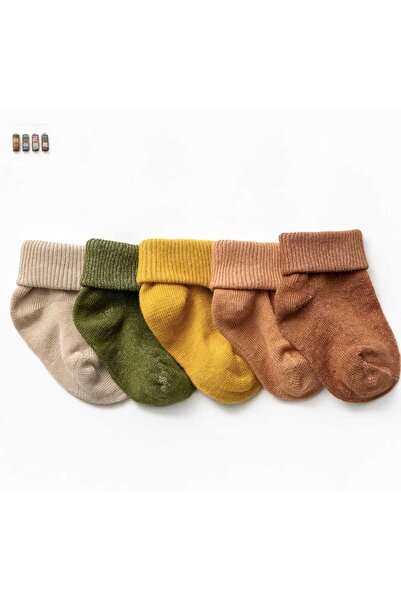 Genel Markalar %100 Pamuk Unisex Kraft Kutulu Bebek 5 li Çorap
