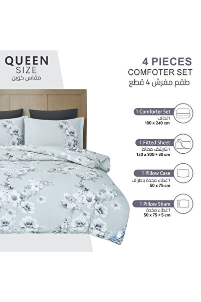 Donetella Printed Bedding Comforter Set, 4 Pcs Queen Size Fits 180x240 Cms