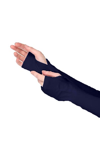 Sonbaharmoda Finger Snap Combed Flexible Lycra Sleeves 1 Pair Dark Blue