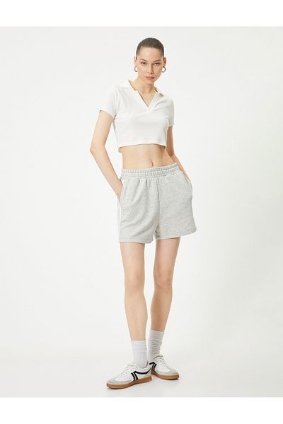 Koton High Waist Pocket Mini Shorts - Side Stripe Detail