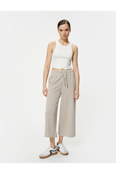 Koton Spodnie Culotte, sznurowane, w pasie, z szerokimi nogawkami, z kieszeniami, modalne, mieszane
