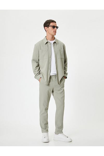 Koton Slim Fit Hose Chino Taille Detaillierte Tasche Baumwollmischung